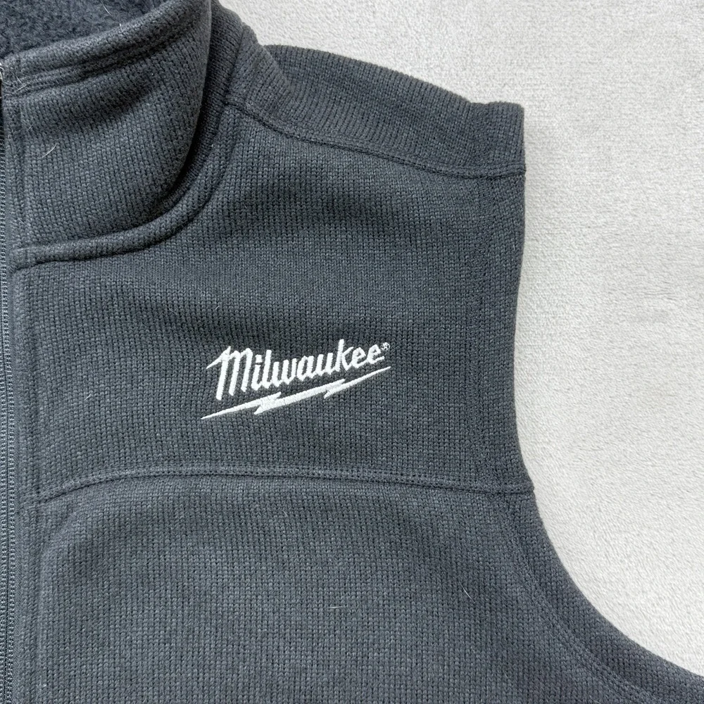 The North Face Fleece Vest Mens L Black Milwaukee Logo Full Zip Fall NF0A47FA